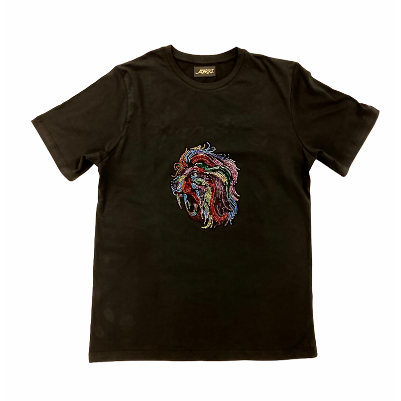 Asferi multi-colored crystal lions head T-shirt