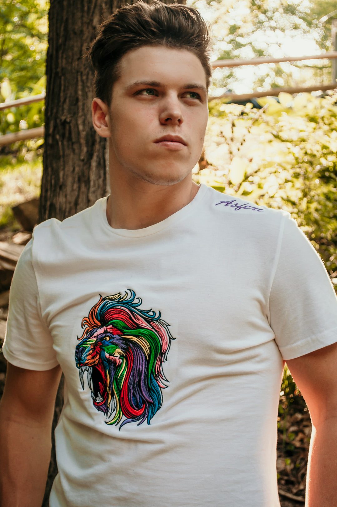 Asferi's Embroidered Lion Head T-Shirt