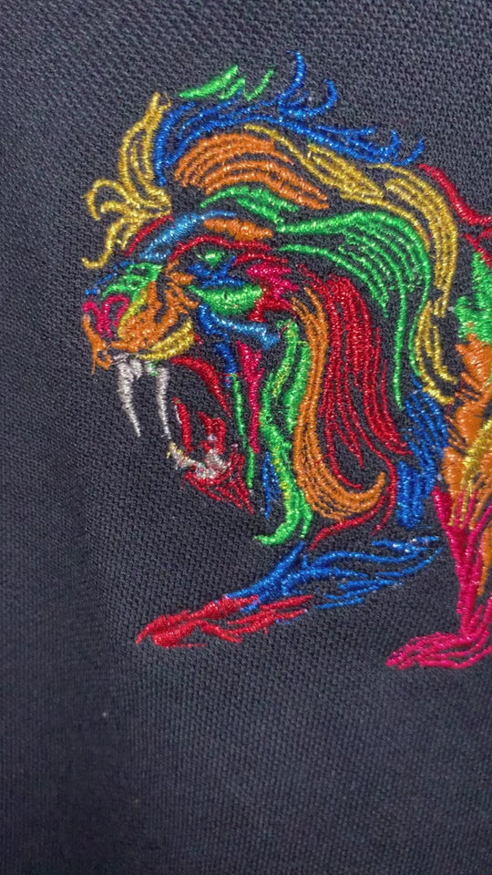 Asferi's Embroidered Full Body Lion Polo Shirt